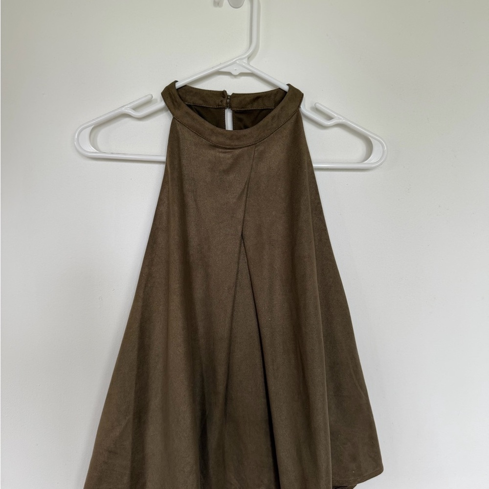 She + Sky Chic Army Green Halter Tank Top